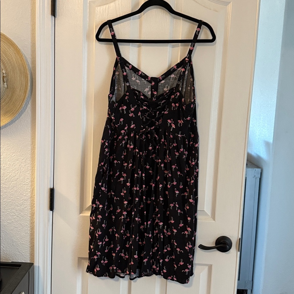 Torrid mini rayon slub fit lace up back fit and flare dress. - Picture 3 of 10